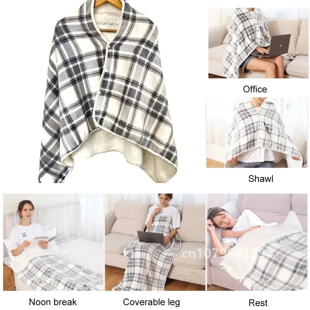 Electric Blanket Wearable 3 Heat Settings Soft Warm Shawl USB Electric Mat For Bed Home Office Body Warmer Heated Blanket