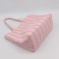 Large capacity vertical stripe Tote bag women Chic PU leather simple shoulder bag fashion casual ladies commuter bag pink/blue