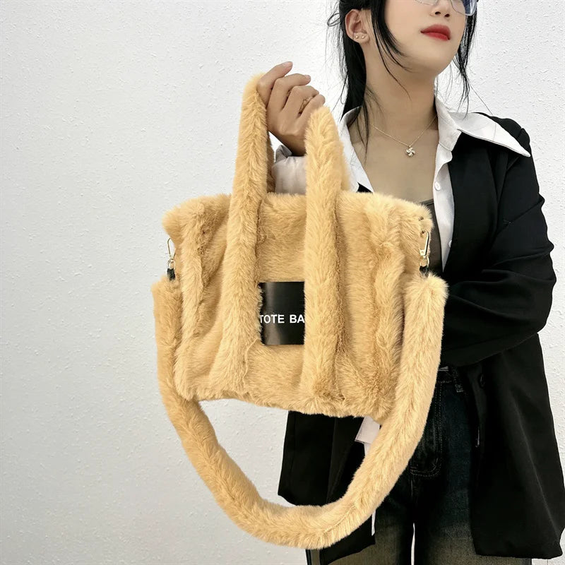 Faux Fur Ladies Tote Bag