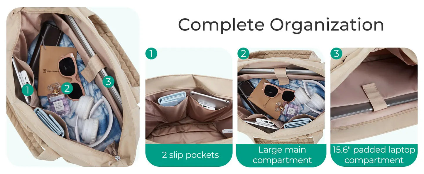 BAGSMART Expandable Tote Bag for Women Puffer Shoulder Tote Bag With Zipper 28L Travel Bags Casual Handbags Nurse Bag