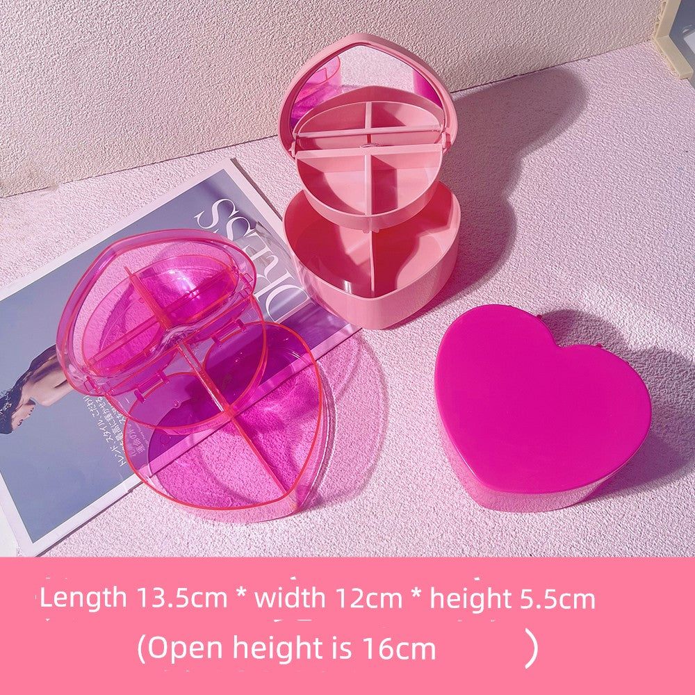 Clamshell Heart Student Small Items Barrettes Storage Box