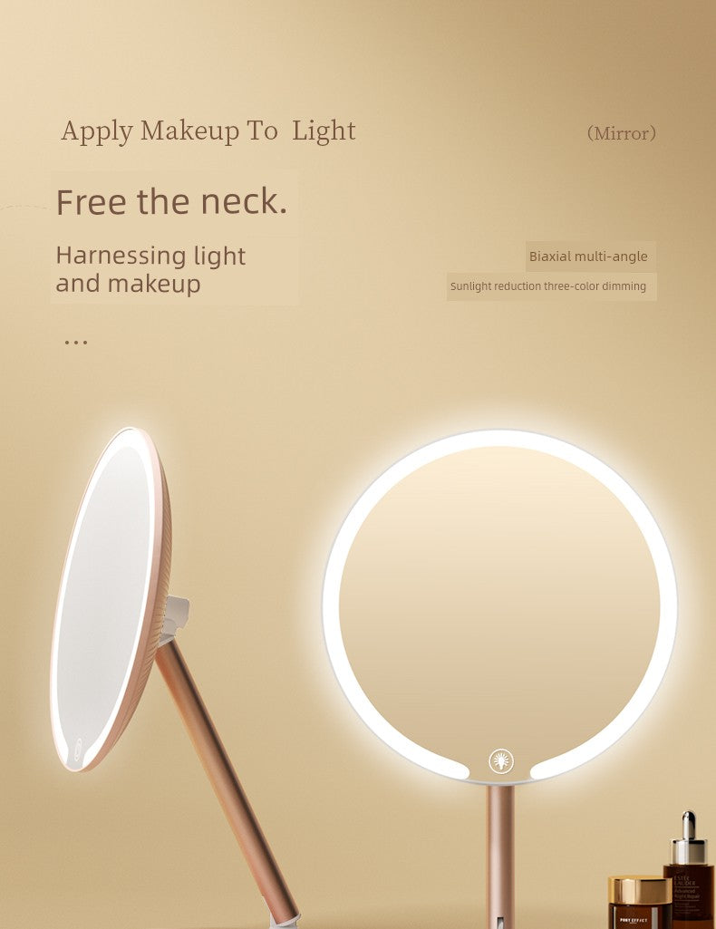 Dual-Axis Stand Office Rotating Makeup Mirror with Light