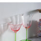 French Floral Cocktail Glass Household Luxury Retro Flower Red Wine Goblet Crystal Glass Pink Green Champagne Cup Cocktail Cup