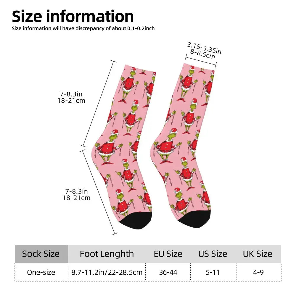 Novelty Christmas-S-Green-S-Grinching Socks Men's Women's Fashion Socks Spring Summer Autumn Winter Middle Tube Socks Gift