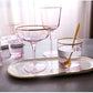 Nordic Creative Pink Cocktail Glass Lead-Free Crystal Home Champagne Wine Glasses Set Goblet Juice Water Cup Golden Edge Kettle
