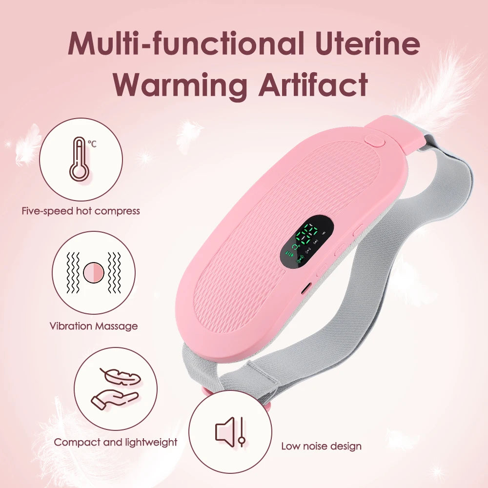 Electric Heating Pad Women Vibrator Period Pain Relief Device Menstrual Cramp Massager Blood Circulation Abdominal Belt Warmer