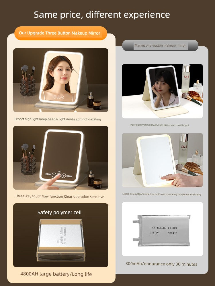 LED Standing Student Household Smart Makeup Mirror with Light