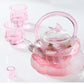 Tea Pot  Pink Butterfly High Borosilicate Transparent Glass Beam Pot Clay Stove Tea Kettle Tea Cup