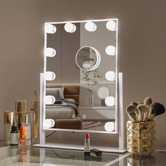 Hollywood Mirror Vanity Makeup Mirror With Light Smart Touch Control 3 Colors Dimmable Light