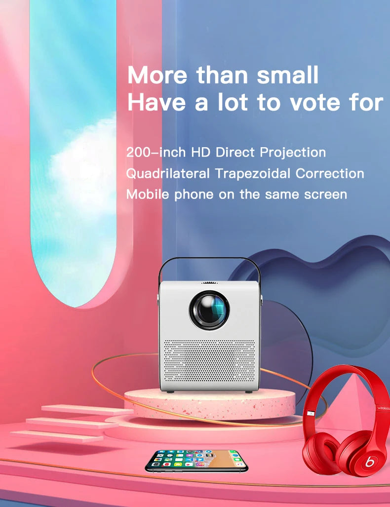 HD Portable Mini Projector - Global Cinema Home Theater and Outdoor Camping Beamer 1080P