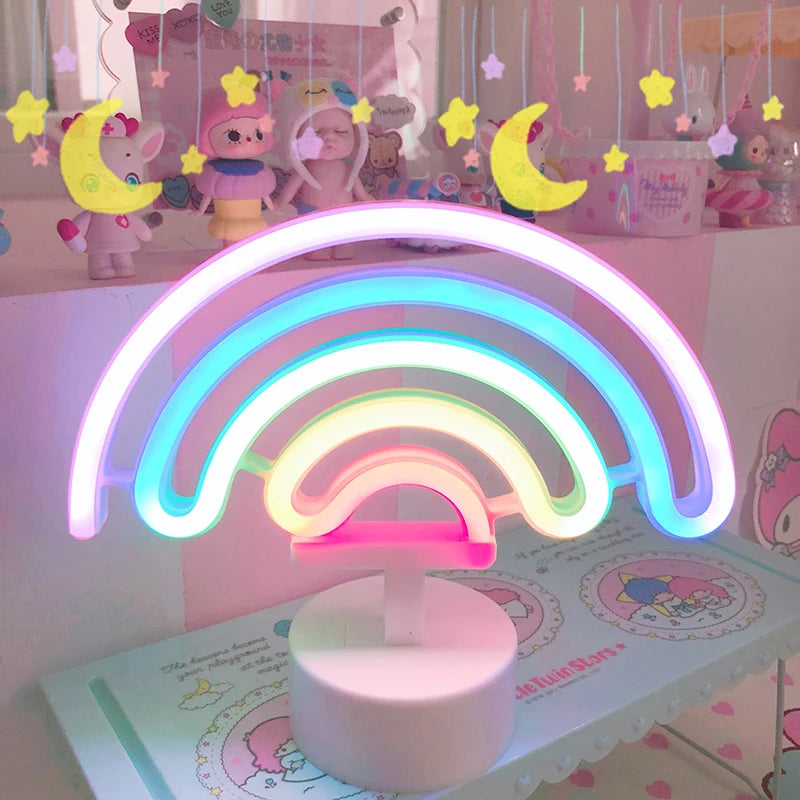 Rainbow LED Unicorn Neon Sign Night Light Home Kids Bedroom Indoor Lighting Decor Lamp Lovely LED Night Light